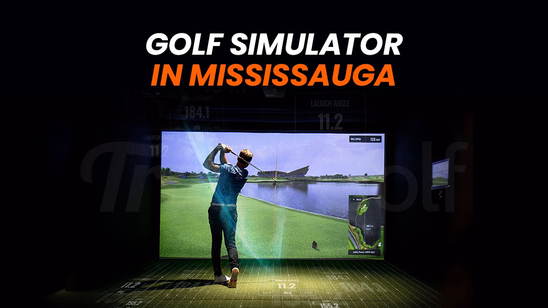 Golf-Simulators-in-Mississauga Golfer using advanced golf simulator in Mississauga